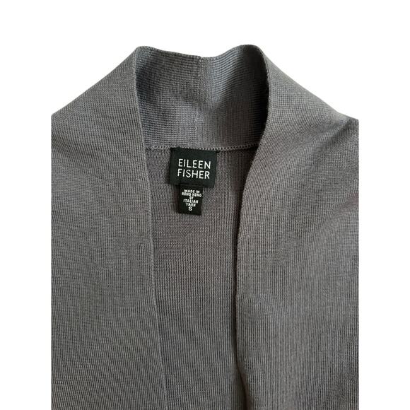 Eileen Fisher Women's Open Front Knit Cardigan Grey Size S Italian Yarn - Picture 2 of 4